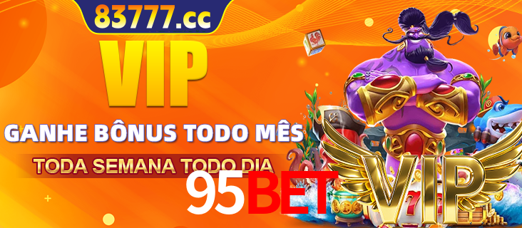 Banner promocional do 95BET oferecendo 100% de recompensas adicionais contínuas para quem fizer o login diário (Daily sign-in), com um mascote de coelho.