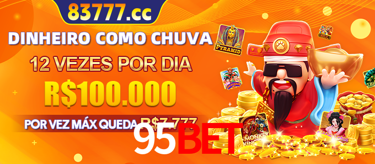 Banner do programa de recompensas Recomende para amigos do 95BET, detalhando os bônus por convidar amigos, com prêmios que chegam a R$288.888.